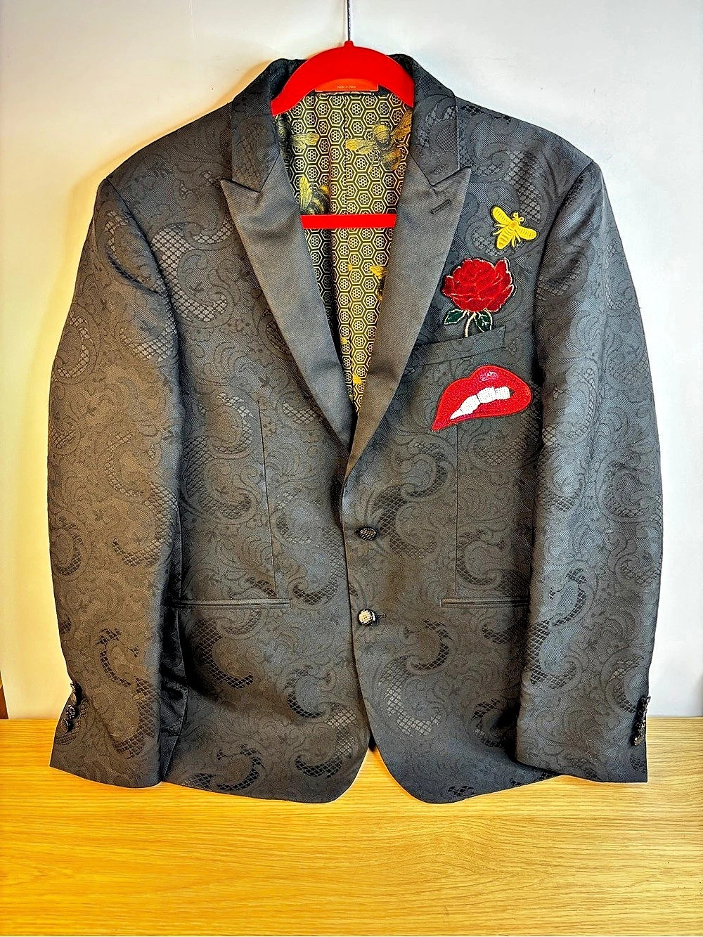 Tallia Men's Black & Gold Embellished Blazer